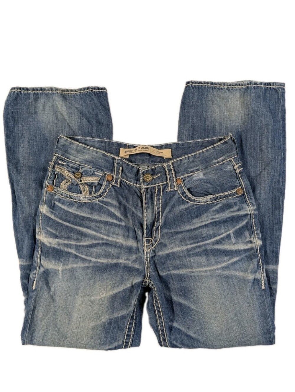 Big Star Voyager Loose Fit Jeans Mens 33R Thick Stitch Denim